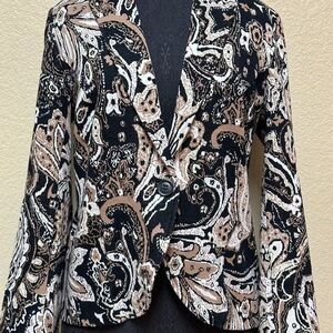 Coldwater Creek Sz 12 blazer abstract wearable art mature classy academia